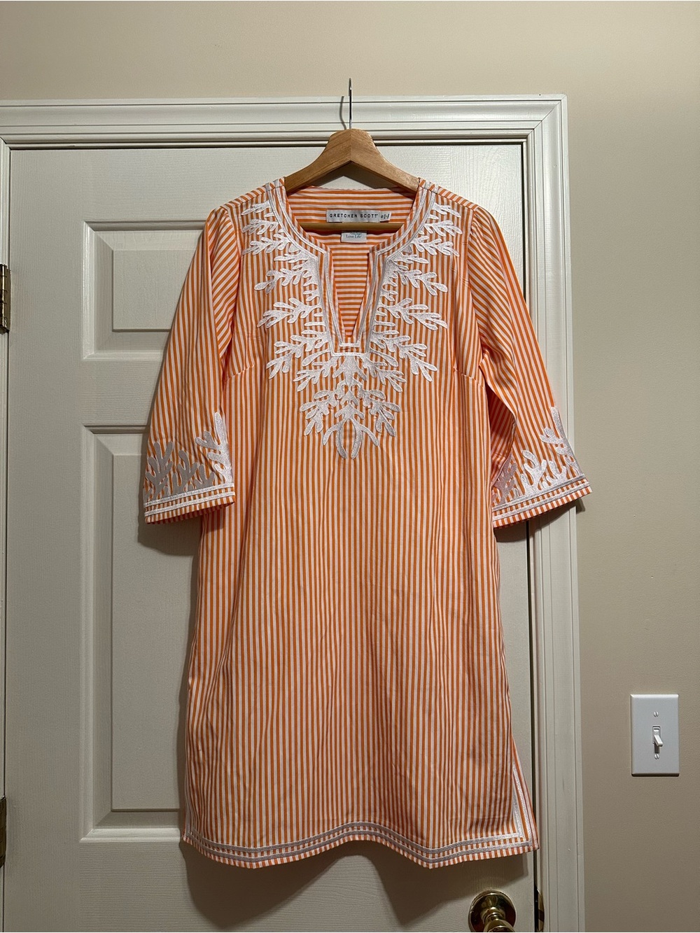 Gretchen Scott NWOT Wash & Wear Embroidered Pinstripe Dress “The Reef” | Size Sm
